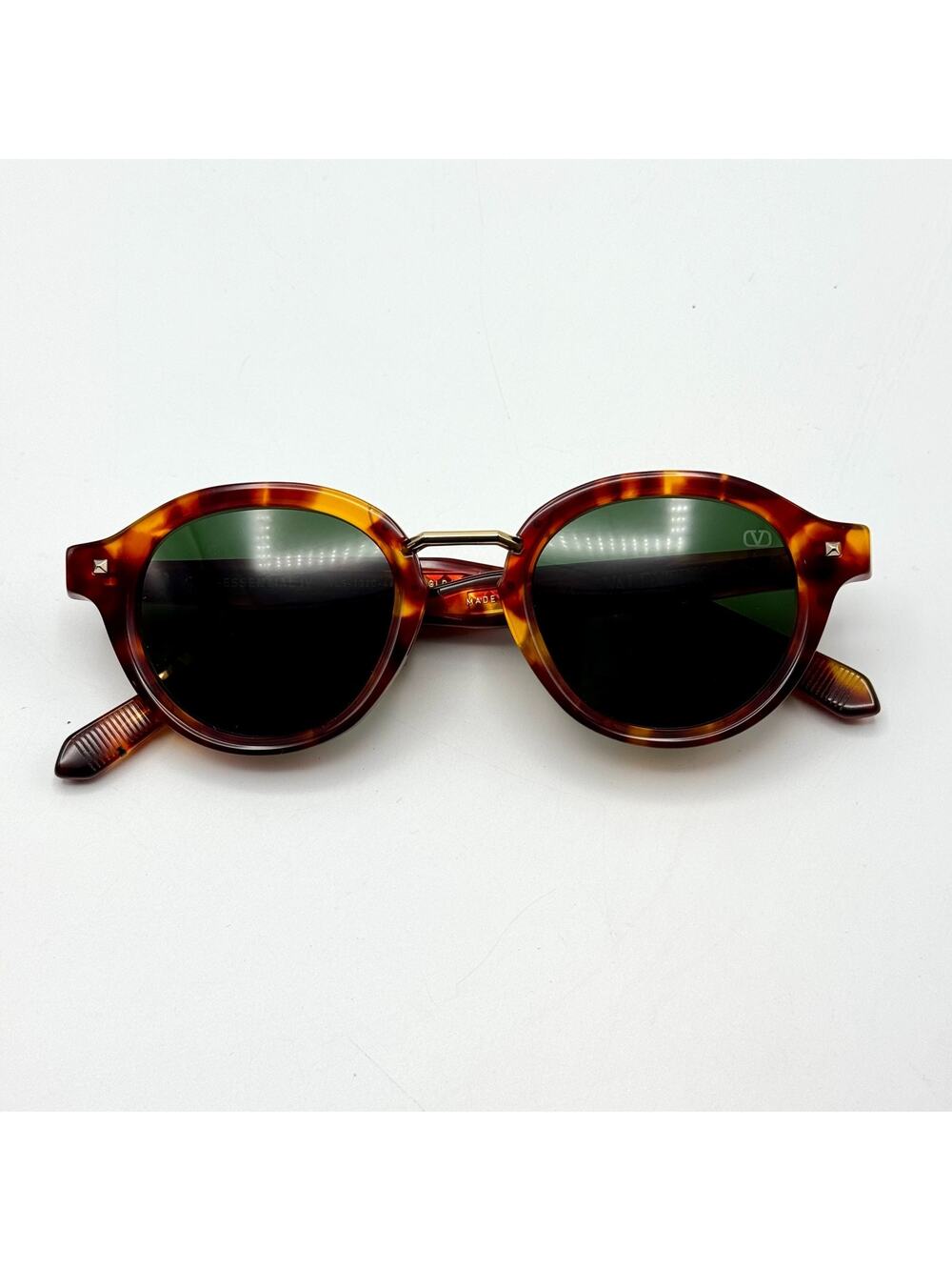 Valentino Sunglasses V-ESSENTIAL IV VLS-132C Tortoise Round Frame Green Lens